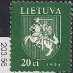 Литва 1994 год. Стандарт. Герб Литовской республики. 1 марка (203.56)