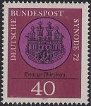 ФРГ 1972 год. Епископство в Вюрцбурге. Изображение собора на медальоне. 1 марка