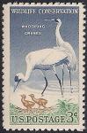 США 1957 год. Охрана природы. Белый журавль. 1 марка