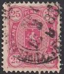 Финляндия 1875/82 год. Герб 25 пенни (красная). 1 гашеная марка из серии