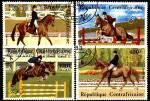ЦАР 1983 год. Конный спорт. 4 гашеные марки