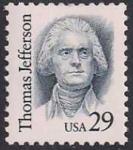 США 1993 год. Третий президент США Томас Джефферсон. 1 марка