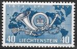 Лихтенштейн 1949 год. Почтовый рожок. 1 марка, наклейка