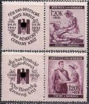 Богемия и Моравия (Рейх) 1941 год. Красный Крест. 2 марки + купоны (купоны слева)
