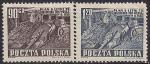 Польша 1951 год. Решения шестилетнего плана. Горные разработки. 2 марки с наклейкой
