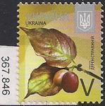 Украина 2015 год. Стандарт. Листья и плоды кизила. 1 марка (номиналV)