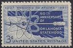 США 1957 год. 50 лет штату Оклахома. Исследования атомного ядра. 1 марка