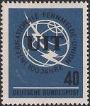 ФРГ 1965 год. 100 лет Всемирному Телекоммуникационному Союзу. Эмблема союза. 1 марка