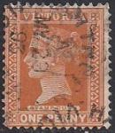 Виктория (Австралия) 1890 год. Королева Виктория (ном. 1). 1 гашеная марка из серии