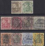 Германия (Рейх) 1900 год. Германия (I). Марки с надписью "Почта Рейха". 10 гашёных марок