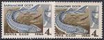 СССР 1966 год. Байкальский осётр (3314). 1 марка. Разновидность - левая марка - белая бумага, правая - серая 