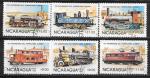 Никарагуа 1985 год. 100 лет никарагуанским ж/д. 150 лет немецким ж/д. 6 гашеных марок.