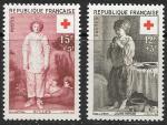 Франция 1956 год. Красный крест. Картины известных художников, 2 марки Франция 1956 год. Красный крест. Картины известных художников, 2 марки