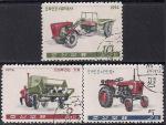 КНДР 1974 год. Сельскохозяйственная техника. 3 гашёные марки