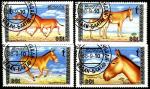 Монголия 1988 год. Лошади. 4 гашеные марки