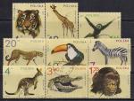 Польша 1972 год. Животные зоопарков. 9 гашёных марок