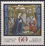 ФРГ 1979 год. Рождество. Картина с изображением рождения Христа. 1 марка