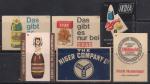 Набор иностранных спичечных этикеток. ФРГ. Логотипы, бренды. 6 штук 