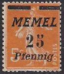 Германия Рейх (Мемель) 1922 год. НДП нового номинала (25 пфеннигов) на марке с номиналом 5 сантимов. 1 марка из серии