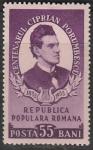 Румыния 1953 год. 100 лет со дня рождения румынского композитора Чиприана Порумбеску, 1 марка (с наклейкой) 