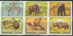 Манама (Аджман) 1969 год. Африканские звери, 6 беззубцовых марок 