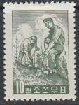 КНДР 1961 год. День лесовосстановления, 1 марка (с наклейкой)