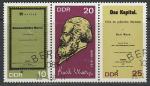 ГДР 1968 год. Карл Маркс, сцепка из 3 марок (гашёные)