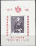 Монако 1989 год. 40 лет князю Ренье III, блок 