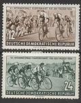 ГДР 1954 год. Международная велогонка, 2 марки (с наклейкой)