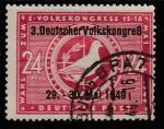 Германия 1949 год (советская зона оккупации). Заседание III Народного конгресса, 1 марка с надпечаткой (гашёная)