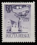 Польша 1957 год. IV Международный конгресс профсоюзов в Лейпциге, 1 марка (наклейка)