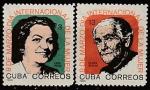 Куба 1965 год. Международный женский день. Клара Цеткин и Лидия Дуче, 2 марки (с наклейкой)