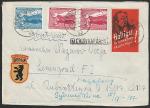 ГДР 1958 год. Народная борьба против ядерного оружия, 2 гашёные марки (на листе конверта)