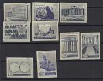 Набор спичечных этикеток. 100 лет библиотеке им. Ленина, 1962 год, серая бумага, синий цвет, 9 штук