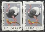 СССР 1968 год. Страус и золотой фазан. Разновидность - разный оттенок (№ 3599)