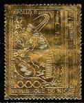 Нигер 1969 год. "Аполлон-8" на окололунной орбите, 1 марка (золотая фольга)