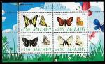 Малави 2010 год. Тропические бабочки (III), малый лист 