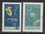 Ракета Луна 2-3, КНДР 1960 г, 2 марки. наклейка