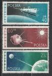 Спутники, Польша 1959 год, 3 марки. наклейки. ЗУБ