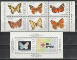 Бабочки, Польша 1991 год, шестиблок. и блок