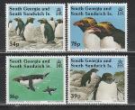 Птицы, Пингвины, Южная Георгия 1993, 4 марки (408.215)