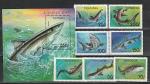 Рыбы, Акулы, Танзания 1993 г, 7 марок + блок. (н
