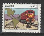 Железнодорожный Транспорт, Тепловоз, Бразилия 1990, 1 марка (н)
