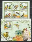 Птицы, Коморы 2009 г, малый лист + блок