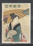 Япония 1958 год, Неделя Филателии, Живопись, 1 марка с наклейкой