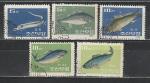 Рыбы, КНДР 1968 год, 5 гашеных марок .