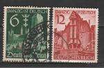 Рейх 1939 год. Реинтеграция Гданьска на немецкий язык. Здания церквей. 2 гашеных марки