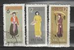 Национальные Костюмы, Вьетнам 1964 год, 3 гашёные марки