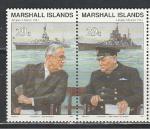 Маршалловы Острова 1991 год, История 2-й Мировой войны, Встреча Рузвельта с Черчилем, пара марок. (н23)