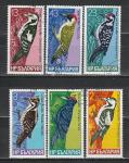 Птицы, Дятлы, Болгария 1978 год, 6 гашёных марок